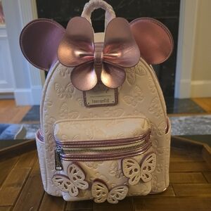 Loungefly Kids Butterfly Backpack - Pink and Cream
